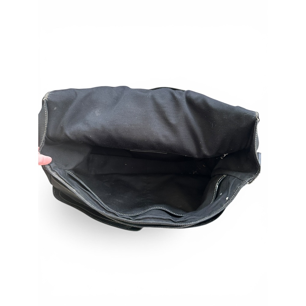 Coach Leather Messenger Bag Mens Black Fair Condition Contrast Stitch Briefcase - Picture 3 of 11